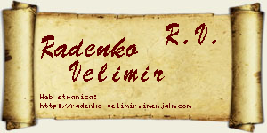 Radenko Velimir vizit kartica
